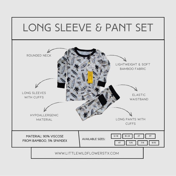 Bamboo Pajama Set with Surfboard Print - Picture 2 of 2